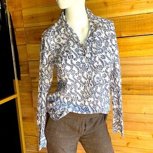 J CREW POP OVER IN VINES PRINT HALF BUTTON DOWN